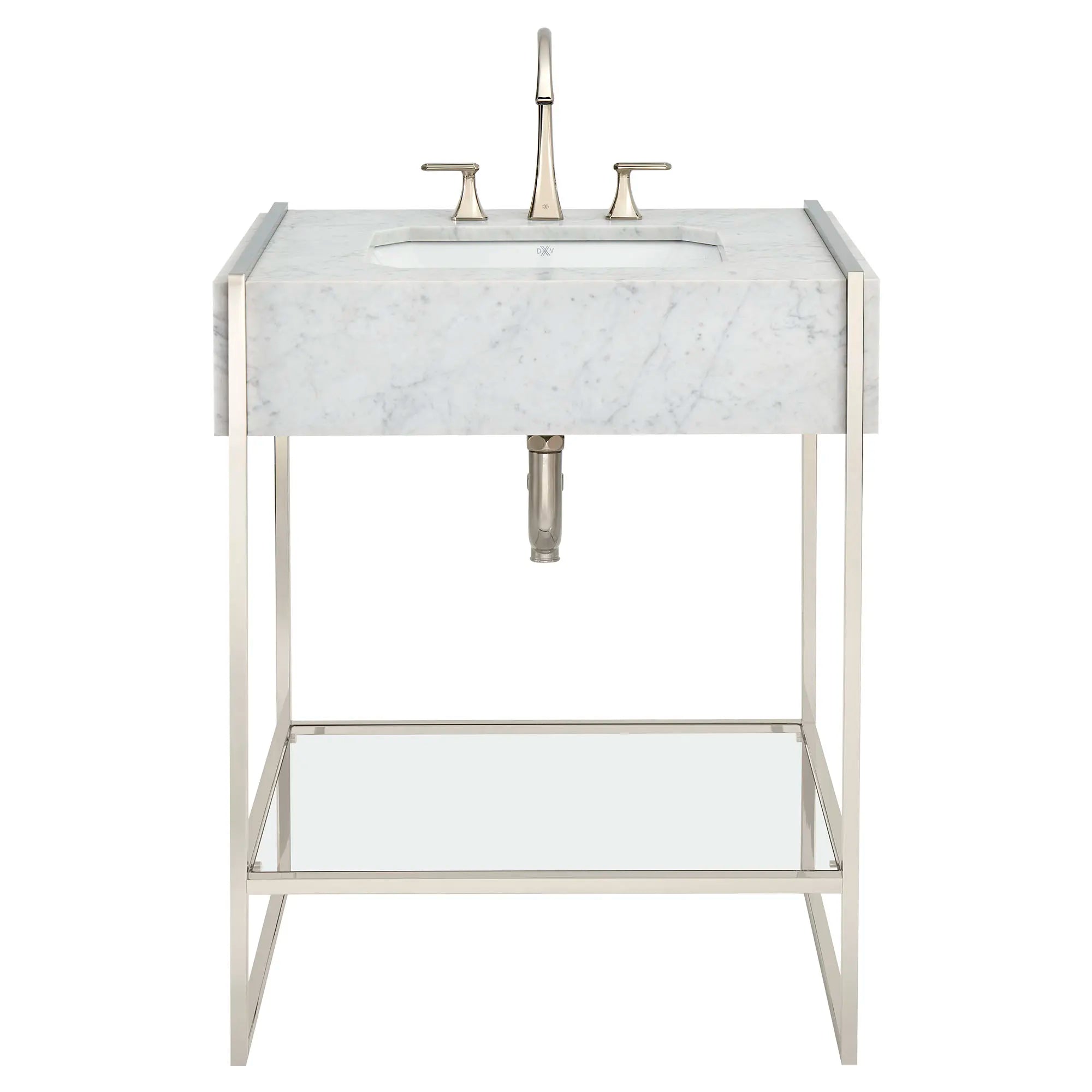 Belshire® 30 in. Carrara Marble Console Top, 3 Hole // CARRARA MARBLE // 91467_D20205000415_D19080003550_D21065000150_D35170820150_D35170801150_CDNwebp.webp
