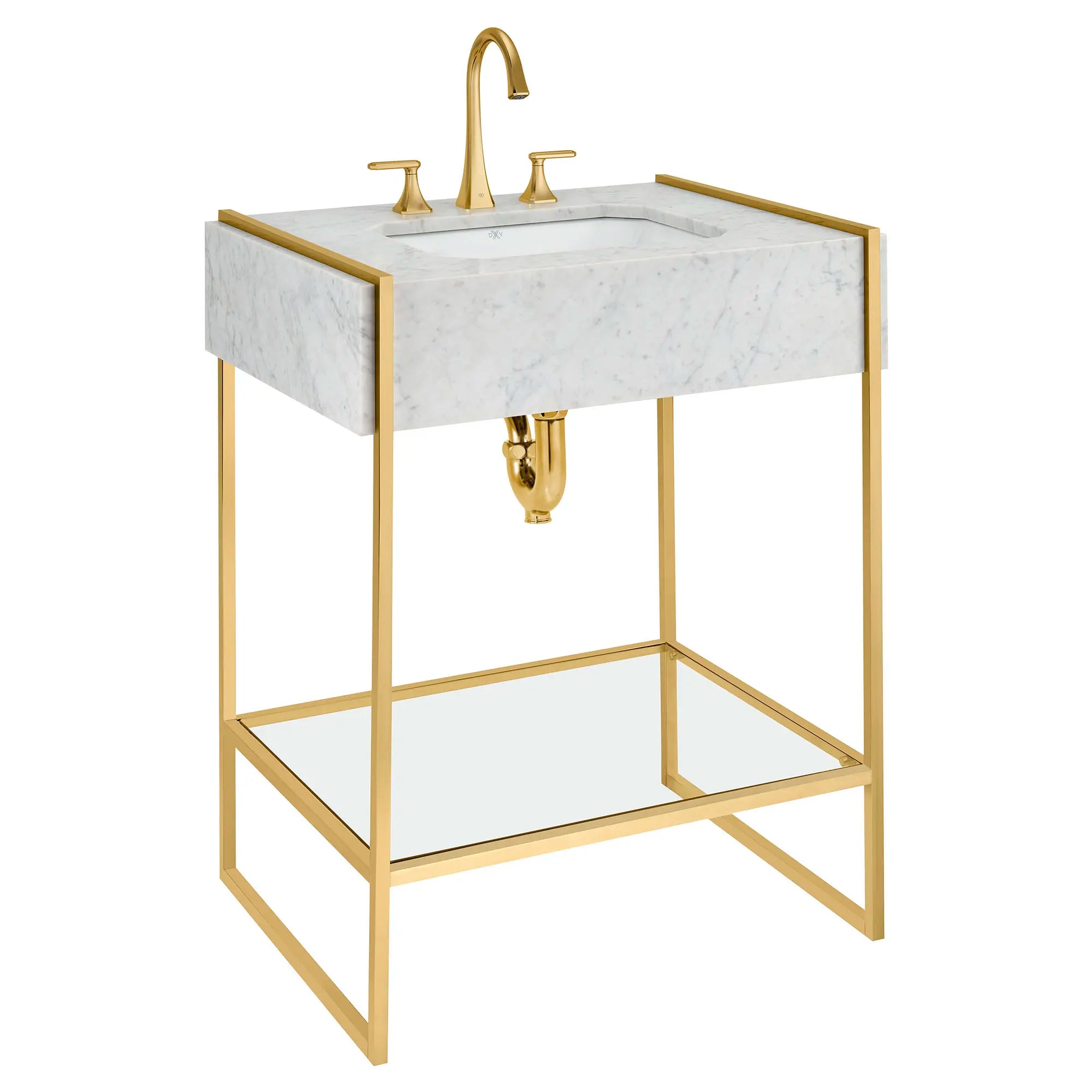 Belshire® 30 in. Console Legs with Glass Shelf // SATIN BRASS // 91507_D20205000427_D19080003550_D21065000427_D35170820427_D35170801427_1_CDNwebp.webp