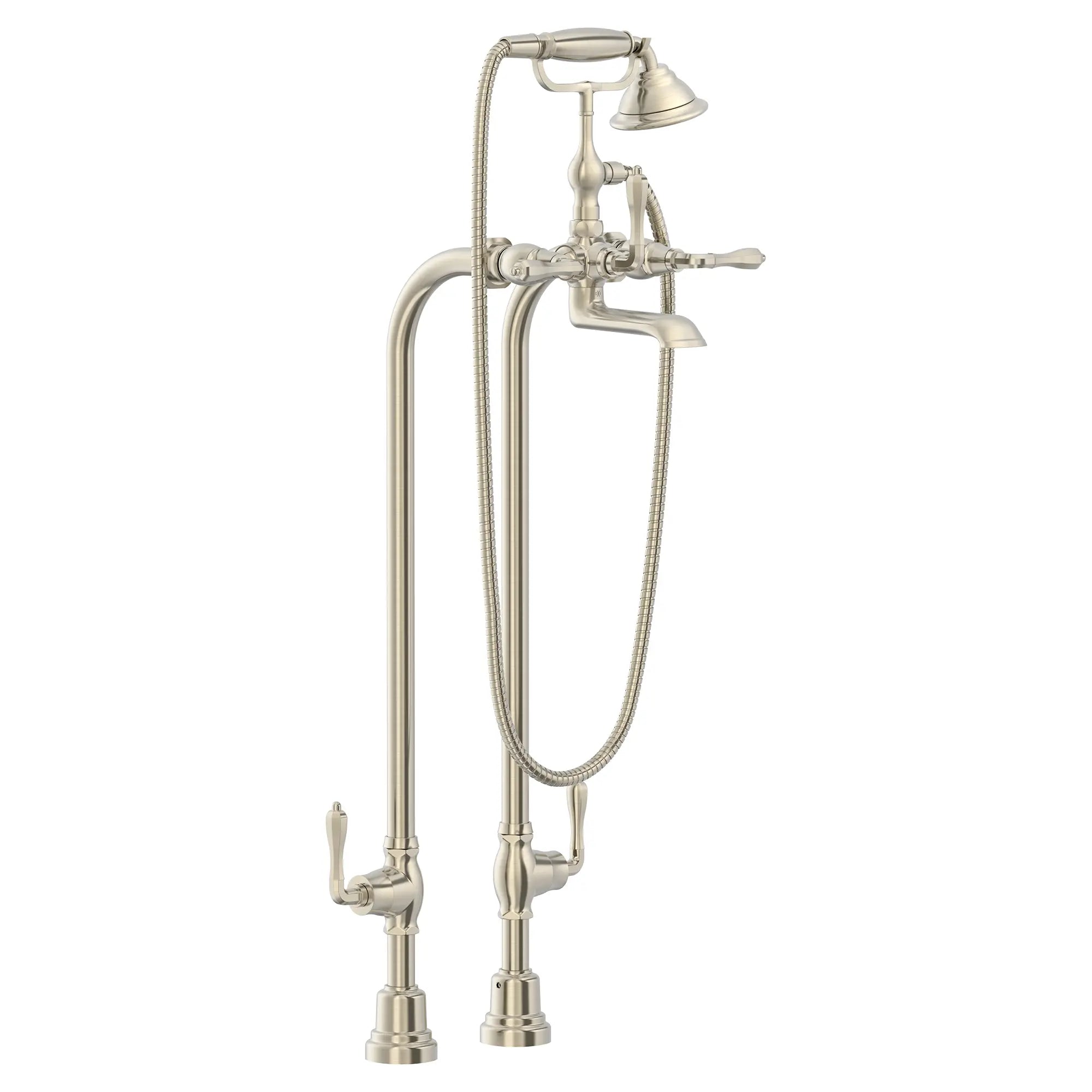 Traditional Floor Mount Bathtub Faucet with landfair Cross Handles // BRUSHED NICKEL // 92961_D3510195C.144_CDNwebp.webp