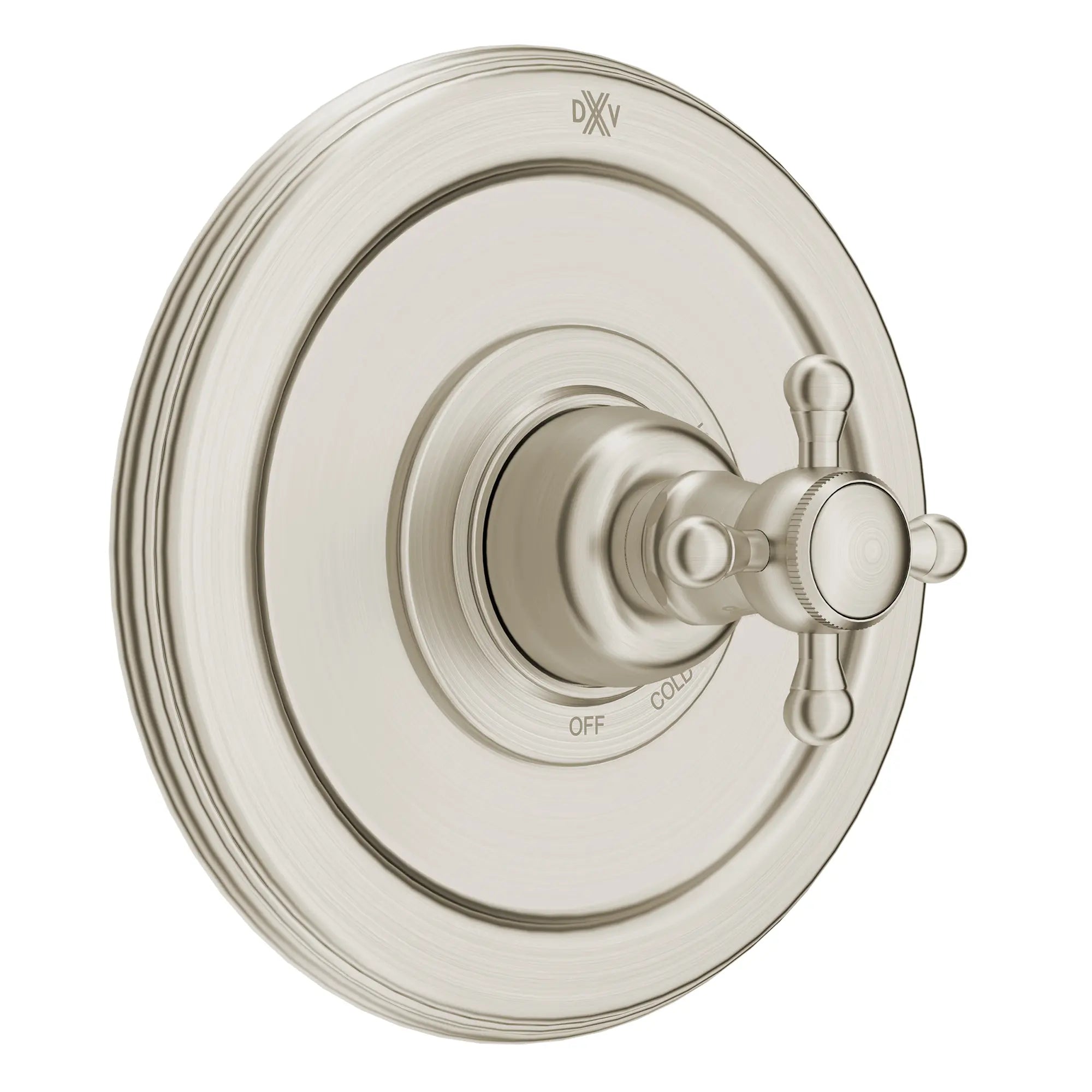 Ashbee Single Handle Pressure Balance Valve Trim Only with Cross Handle // BRUSHED NICKEL // 92977_D35101F40.144_CDNwebp.webp