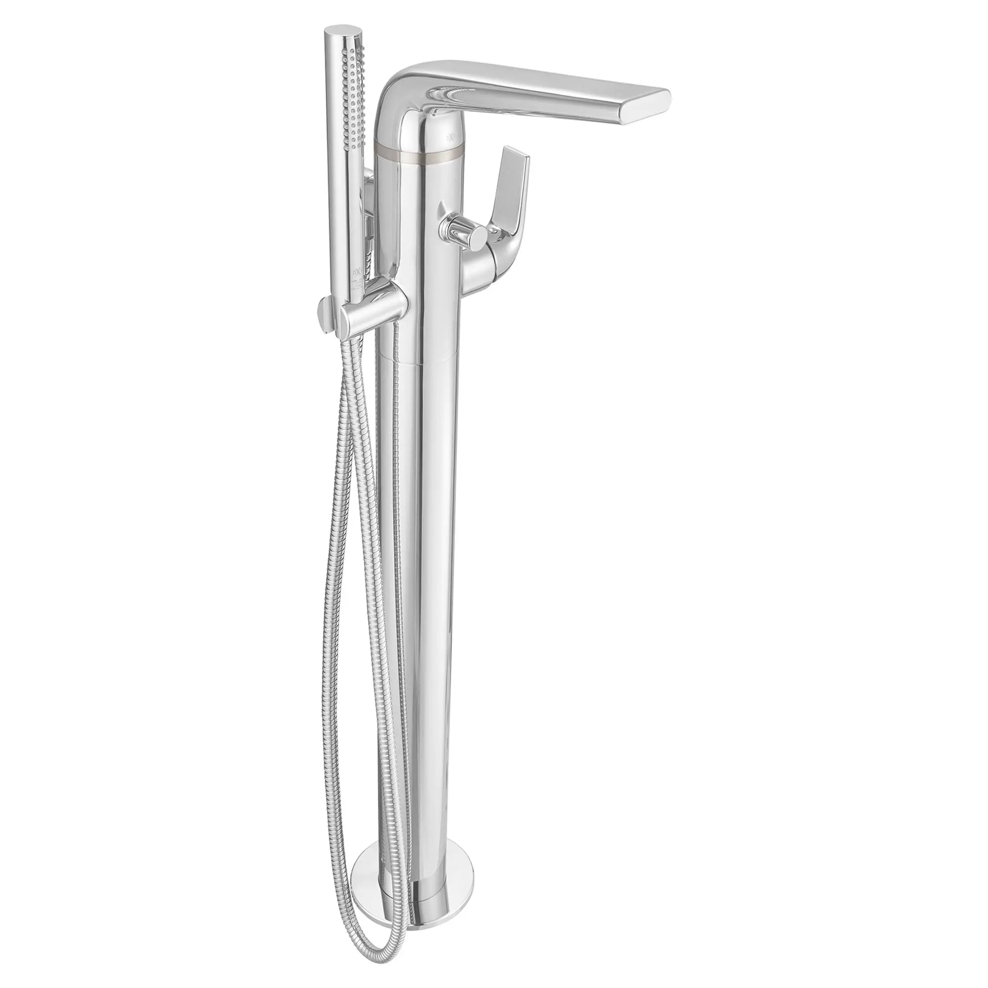 DXV® Modulus Single Handle Floor Mount Bathtub Filler with Hand Shower and Lever Handle // POLISHED CHROME // 95460_D35120951100_CDNwebp.webp