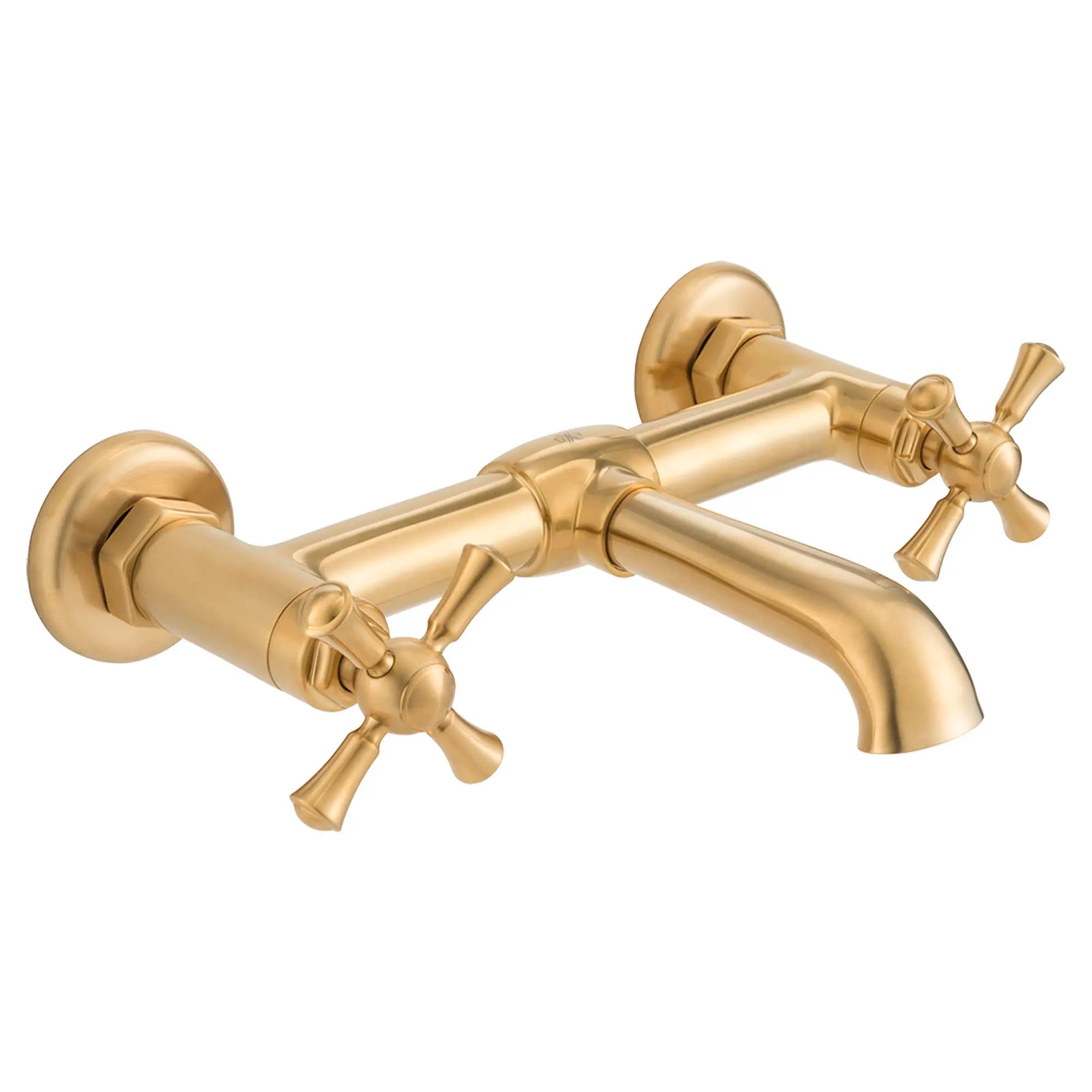 Oak Hill® 2-Handle Wall Mount Bathroom Faucet with Cross Handles // SATIN BRASS // 95728_D35155470427_1_CDNwebp.webp