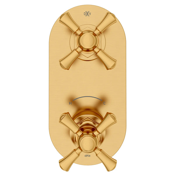 Oak Hill® 2-Handle Thermostatic Valve Trim Only with Cross Handles // SATIN BRASS // 95788_D35155528.427_CDNwebp.webp