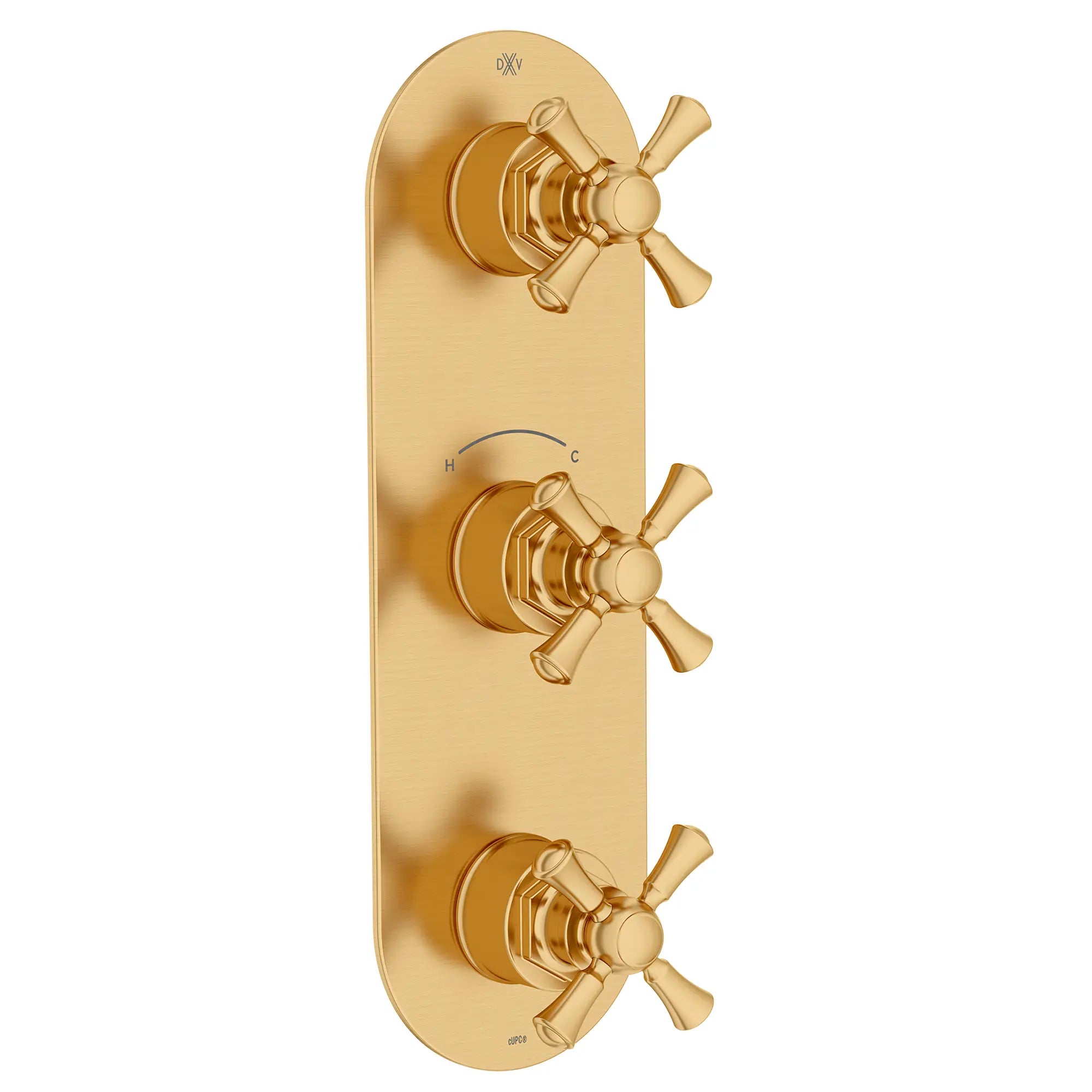 Oak Hill® 3-Handle Thermostatic Valve Trim Only with Cross Handles // SATIN BRASS // 95833_D35155538.427_1_CDNwebp.webp