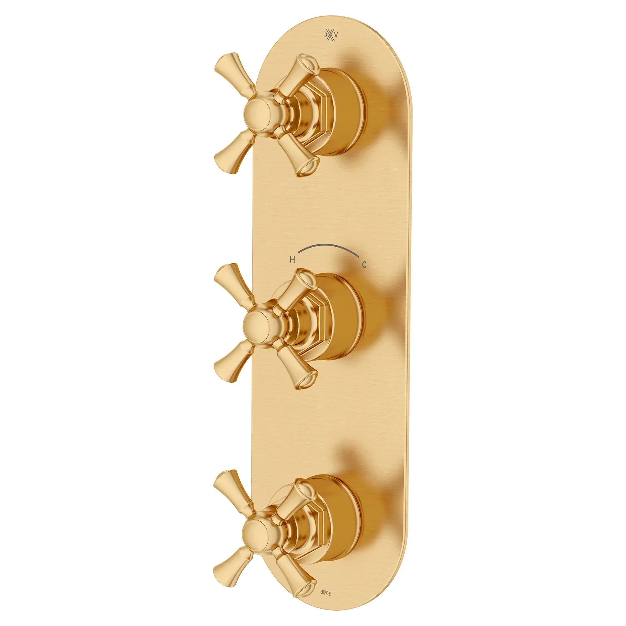 Oak Hill® 3-Handle Thermostatic Valve Trim Only with Cross Handles // SATIN BRASS // 95835_D35155538.427_2_CDNwebp.webp