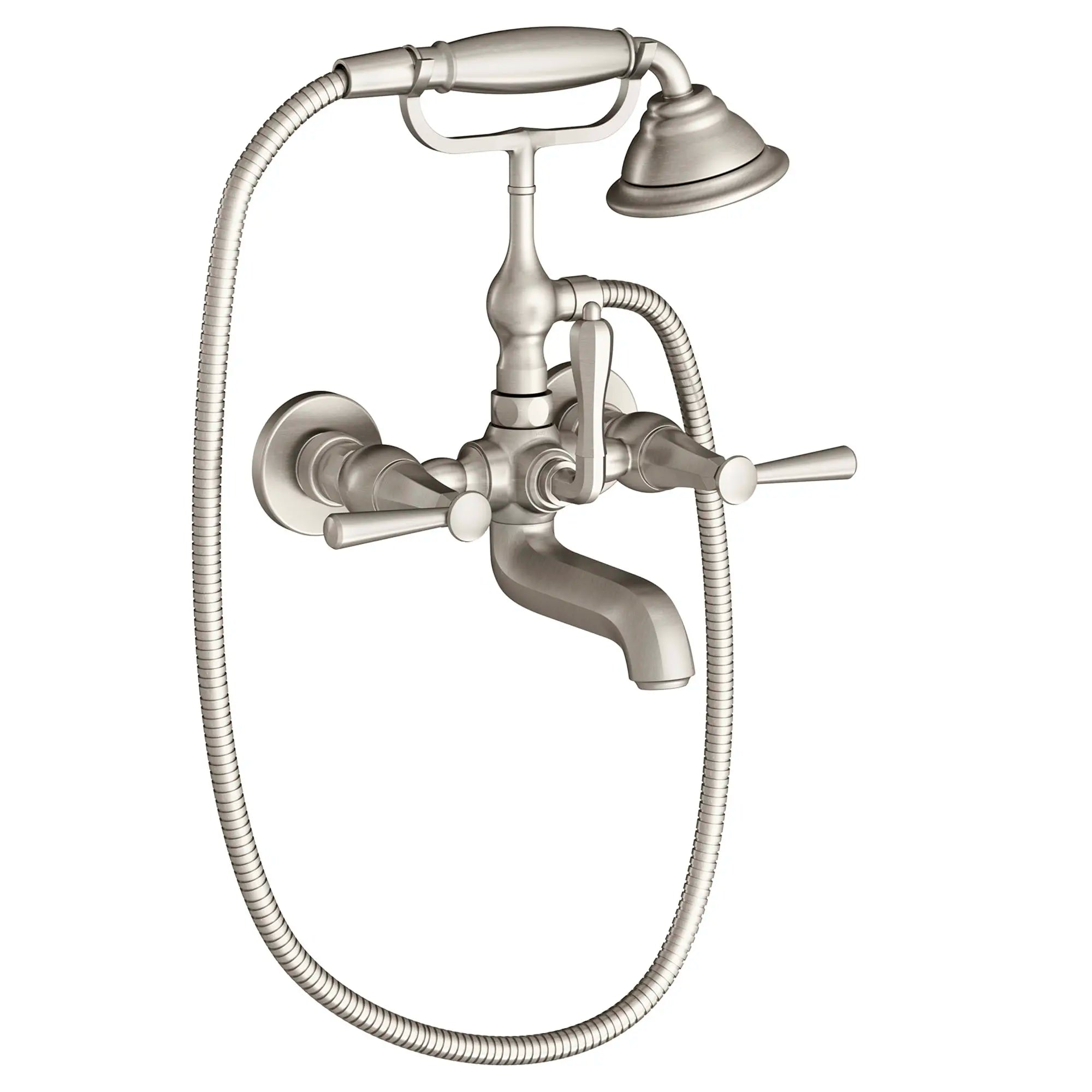 Fitzgerald Wall Mount Bathtub Faucet with Hand Shower and Lever Handles // BRUSHED NICKEL // 96075_D35160980144_CDNwebp.webp