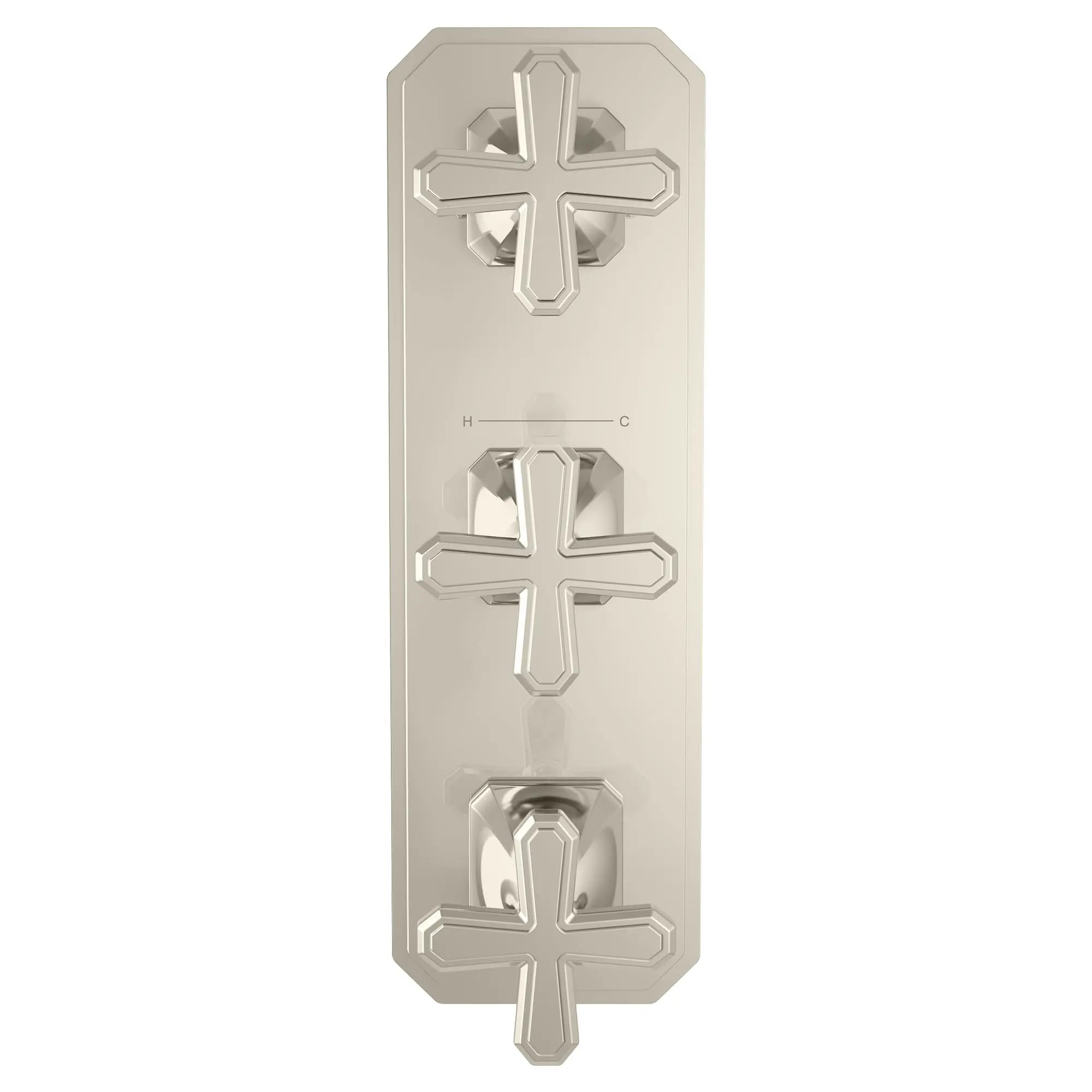 Belshire® 3-Handle Thermostatic Valve Trim Only with Cross Handles // PLATINUM NICKEL // 96351_D35170538150_CDNwebp.webp