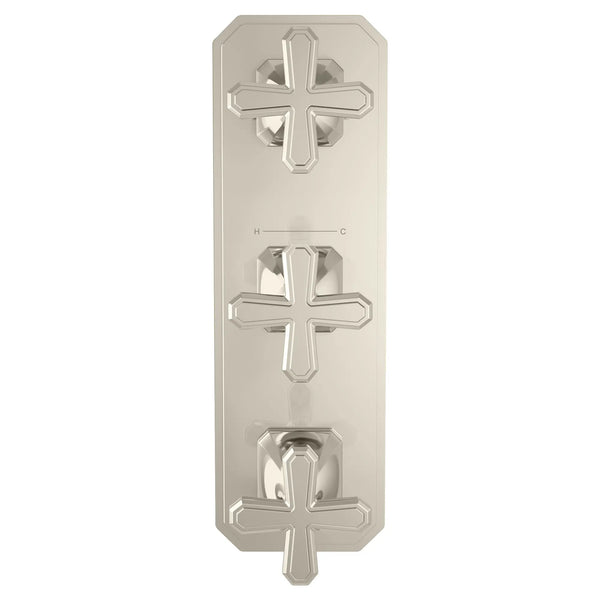 Belshire® 3-Handle Thermostatic Valve Trim Only with Cross Handles // PLATINUM NICKEL // 96351_D35170538150_CDNwebp.webp