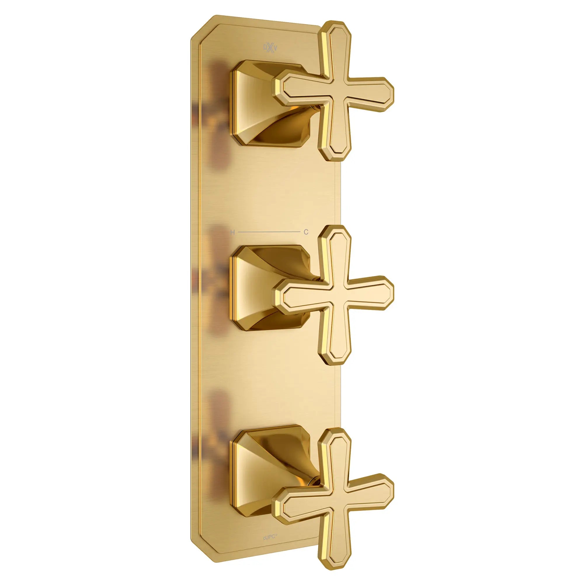 Belshire® 3-Handle Thermostatic Valve Trim Only with Cross Handles // SATIN BRASS // 96360_D35170538427_1_CDNwebp.webp