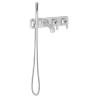 [D35170980.100] Belshire® 2-Handle Wall Mount Bathtub Faucet with Hand Shower and Lever Handles - Polished Chrome