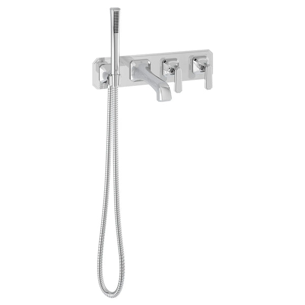 [D35170980.100] Belshire® 2-Handle Wall Mount Bathtub Faucet with Hand Shower and Lever Handles - Polished Chrome