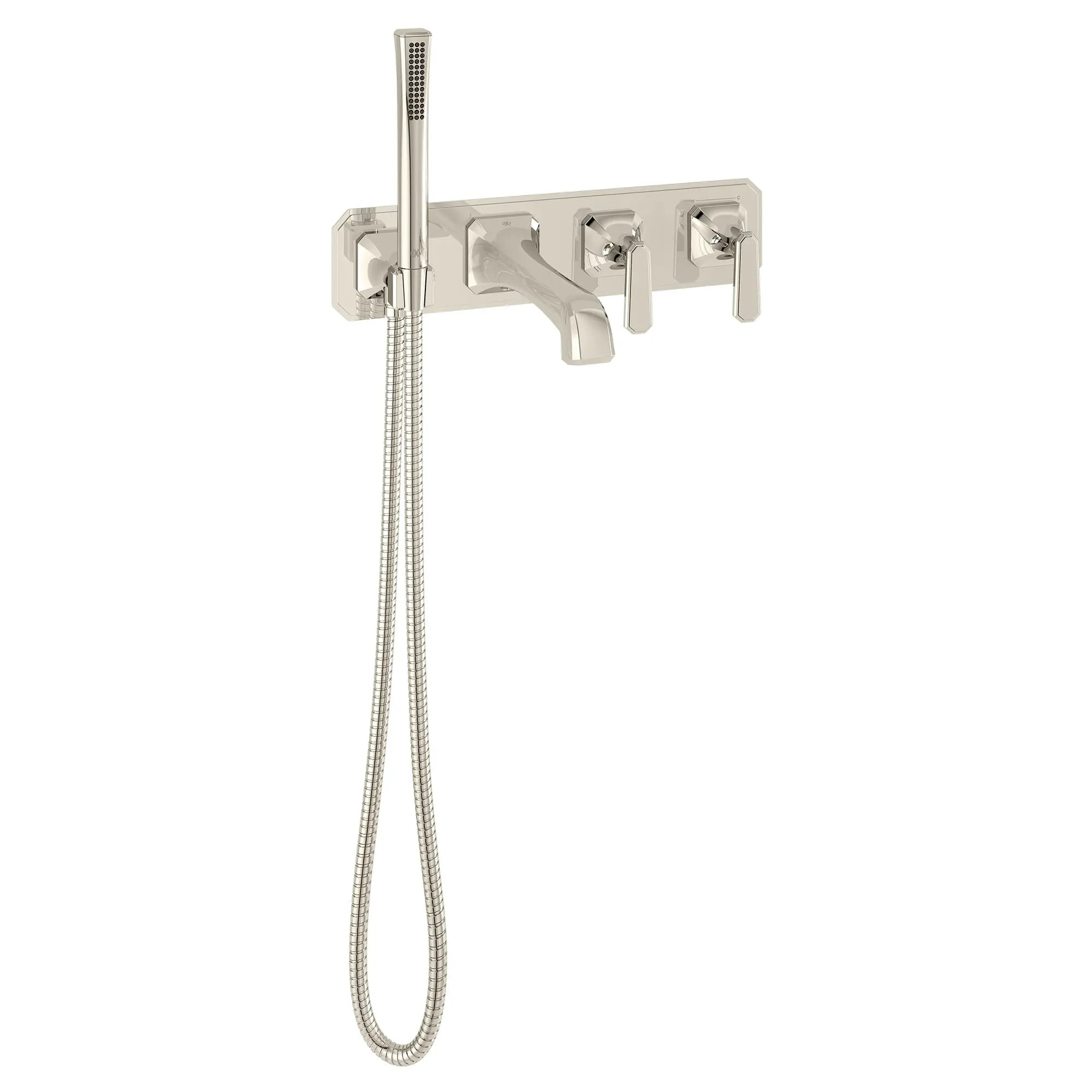 Belshire® 2-Handle Wall Mount Bathtub Faucet with Hand Shower and Lever Handles // PLATINUM NICKEL // 96850_D35170980150_CDNwebp.webp