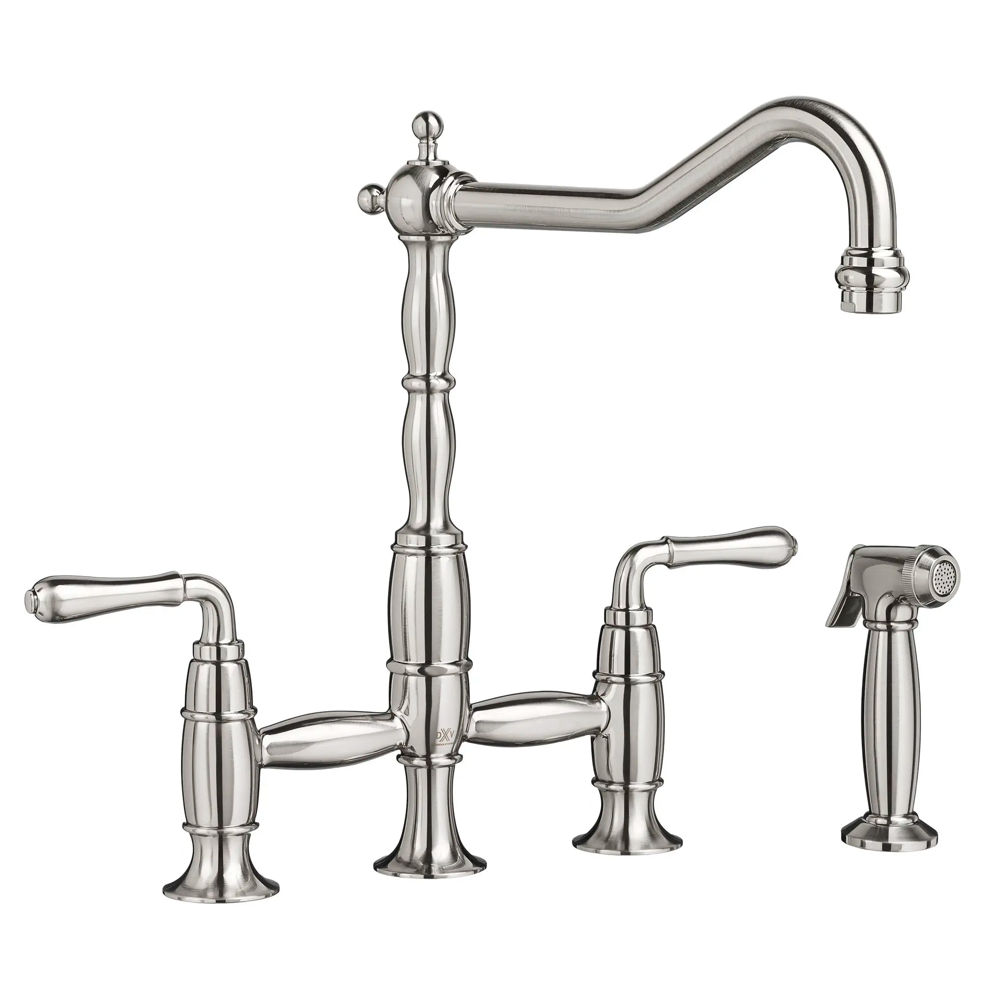 Victorian 2-Handle Widespread Bridge Kitchen Faucet with Side Spray and Lever Handles // ULTRA STEEL // 96871_D35402250.355_CDNwebp.webp