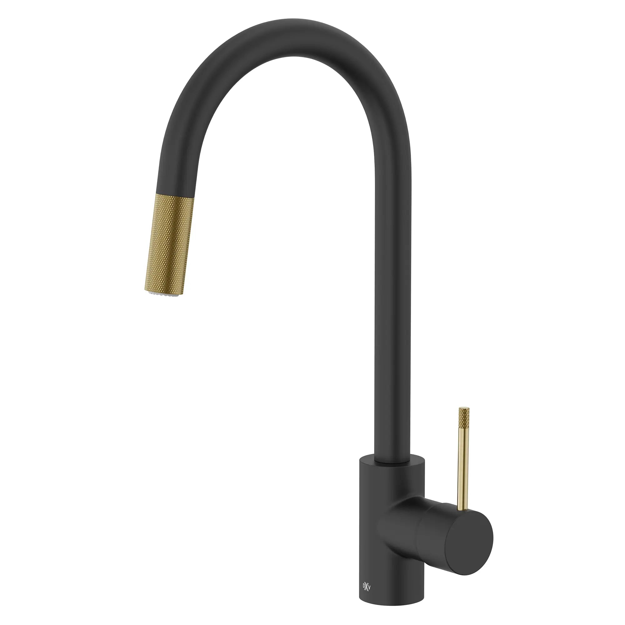 Etre® Single Handle Pull-Down Kitchen Faucet with Lever Handle // MATTE BLACK/SATIN BRASS // 96951_D35404300.249.R_CDNwebp.webp