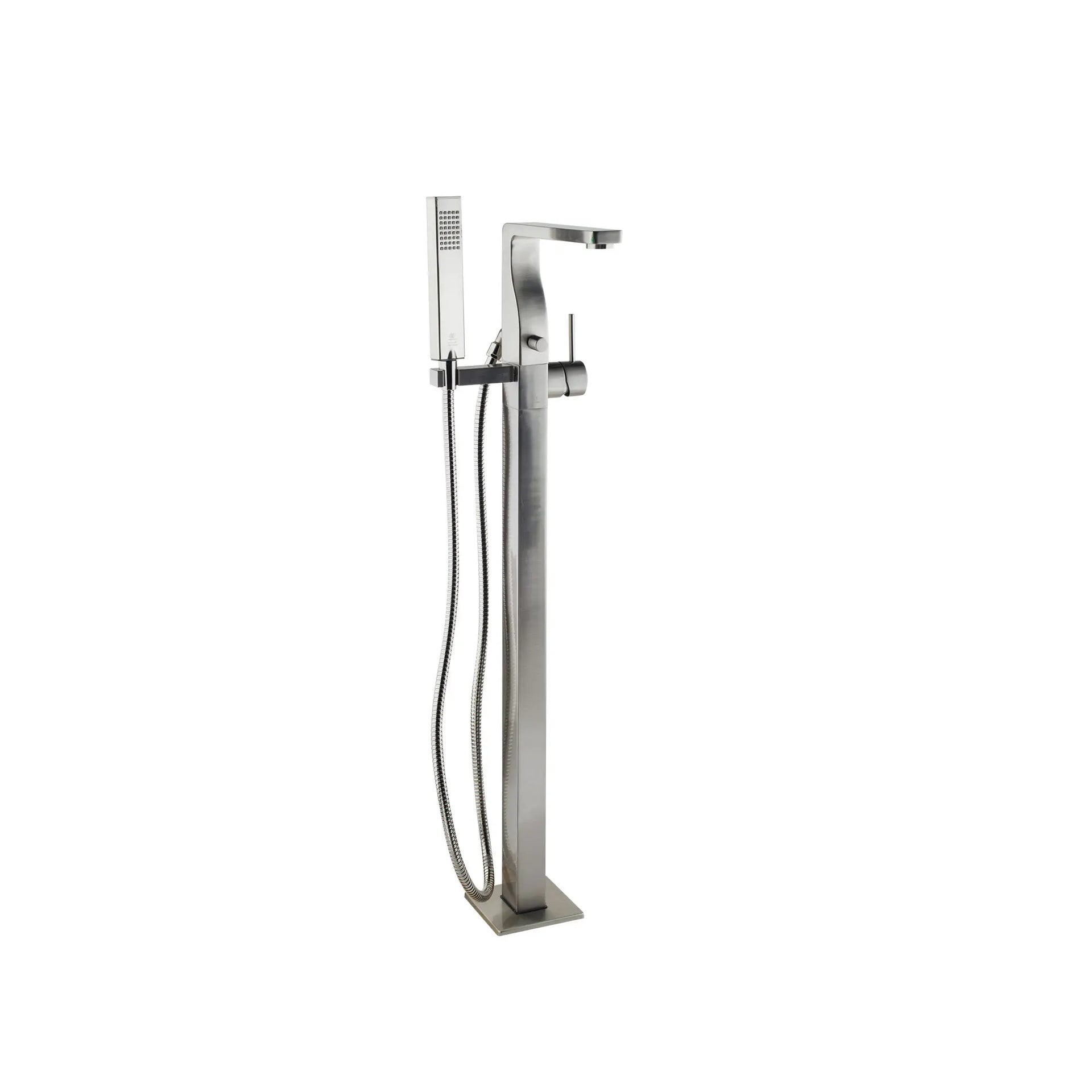 Equility® Square Floor Mount Bathtub Filler With Hand Shower And Lever
